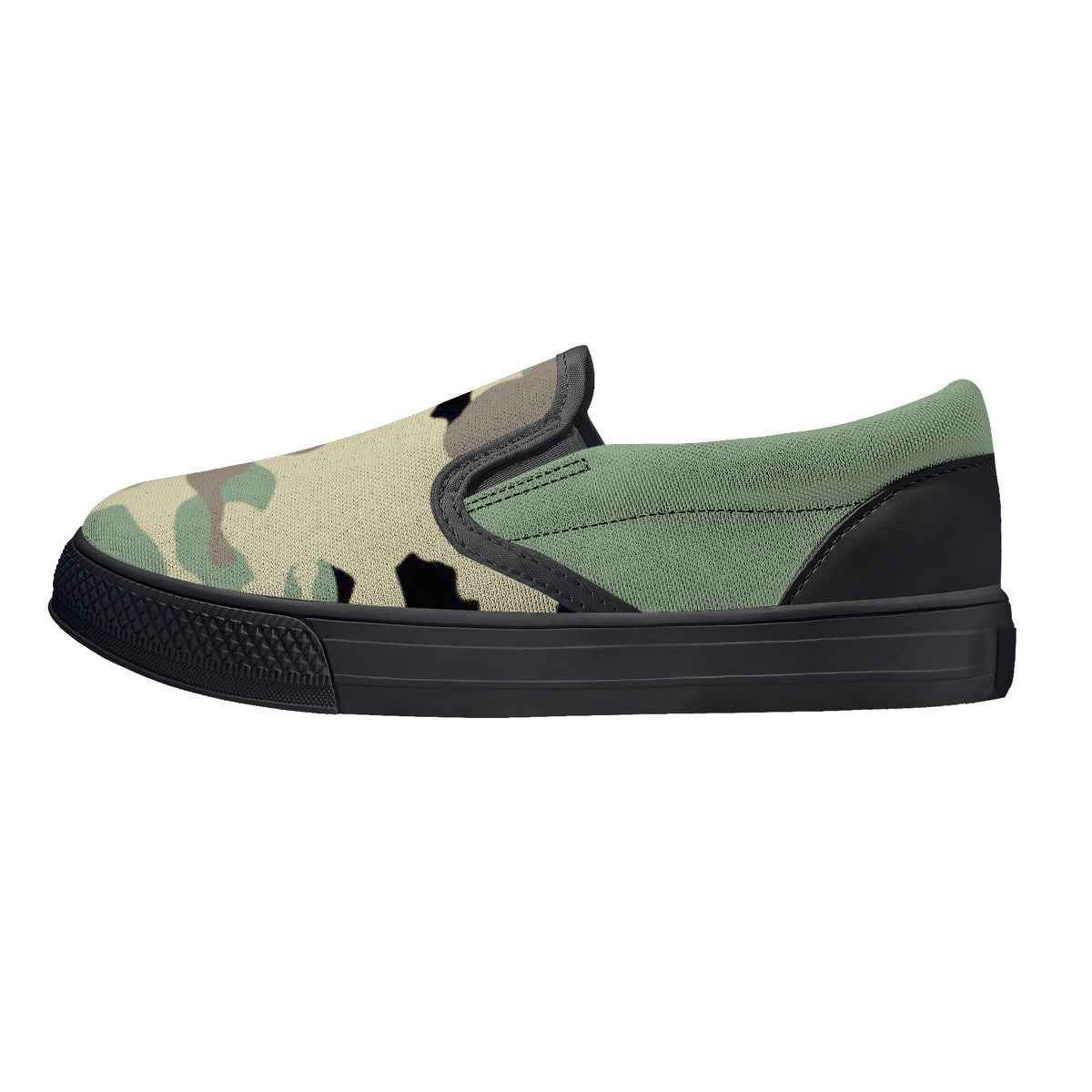 Green Camo Pattern Kids Slip-on shoes