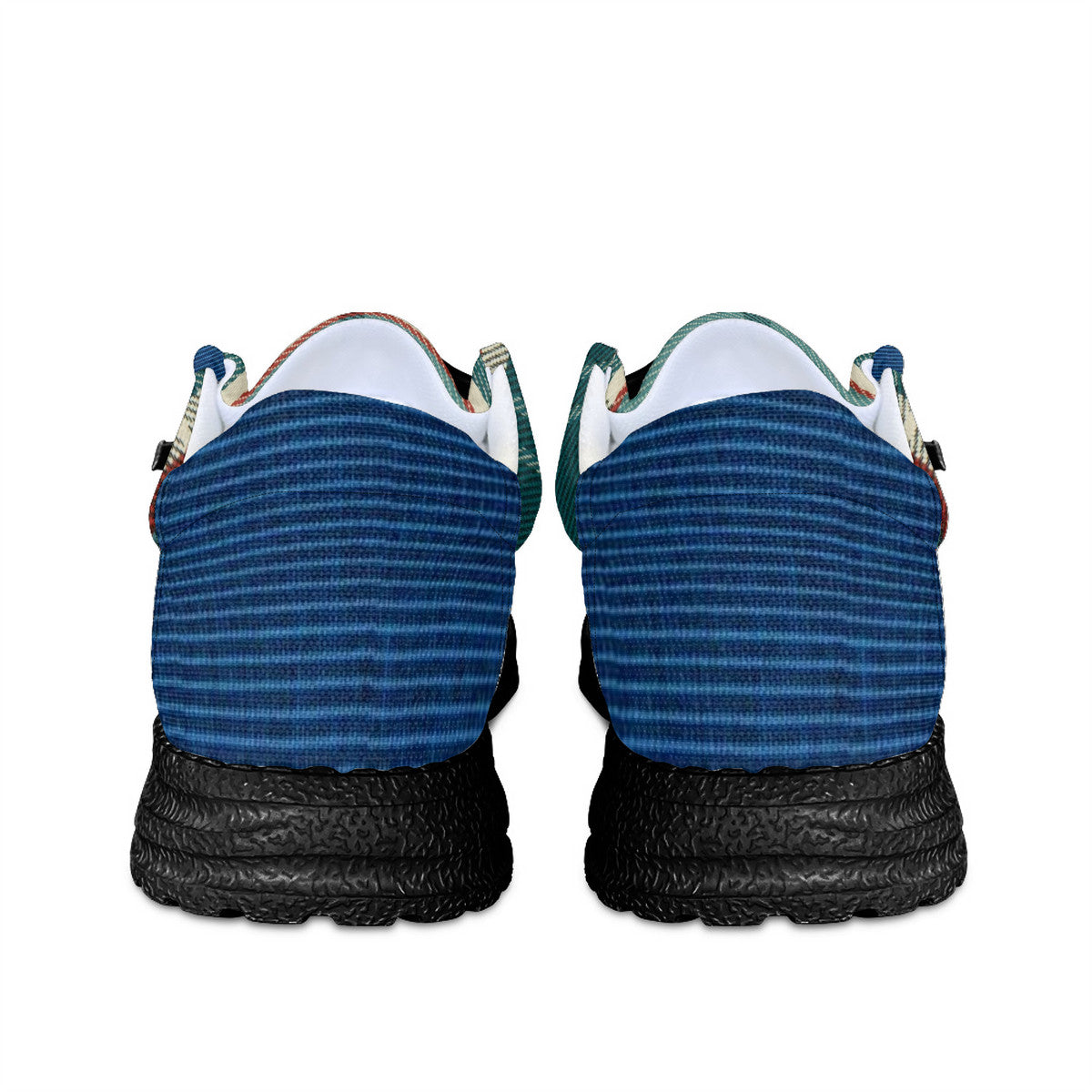 Unisex Teal Plaid Pattern Canvas Loafers