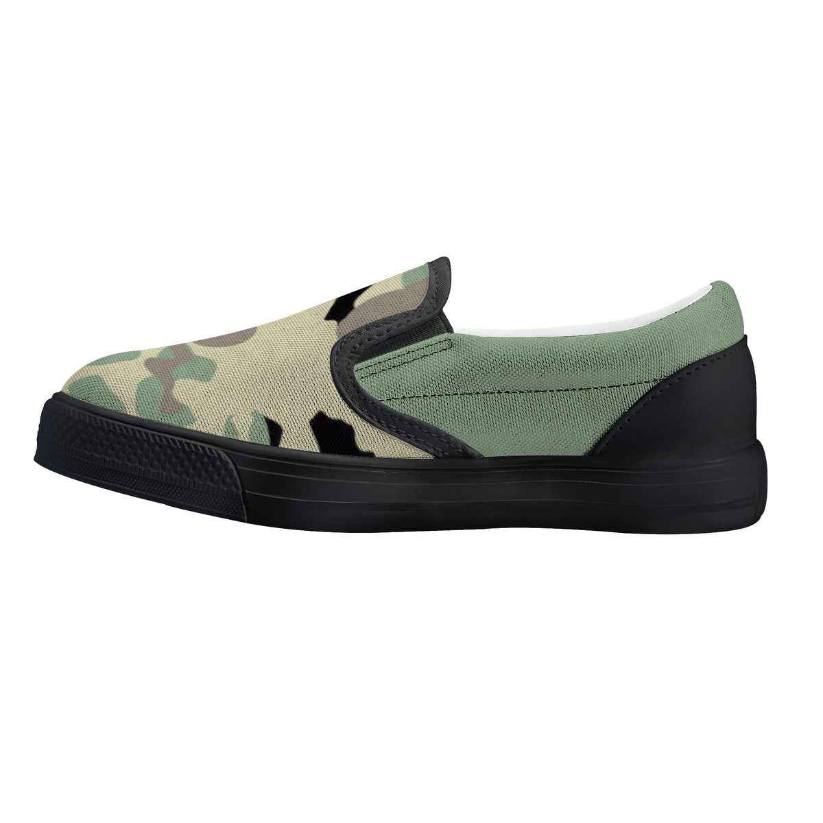 Green Camo Pattern Kids Slip-on shoes