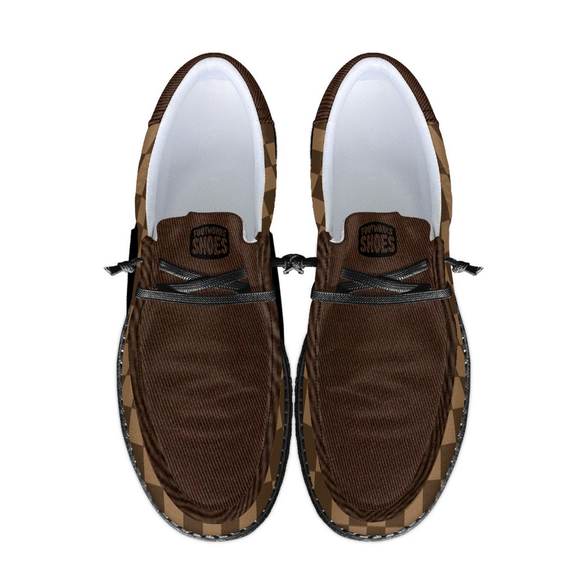 Intersex Brown Check Canvas Loafers