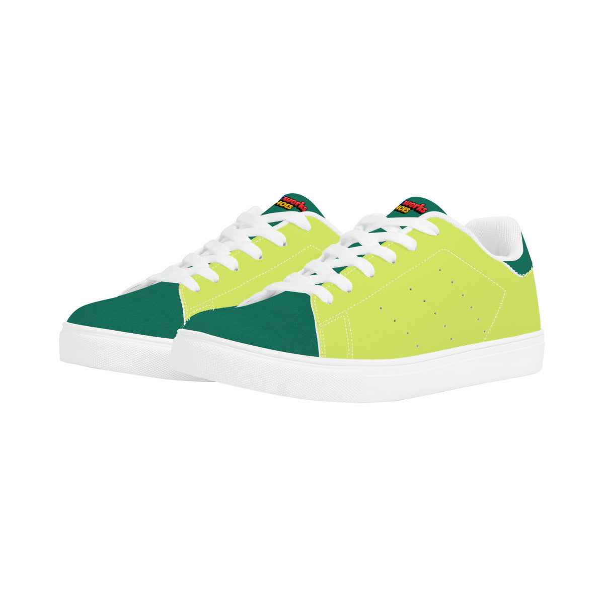 Neon Green Unisex Low-Top Synthetic Leather Sneakers