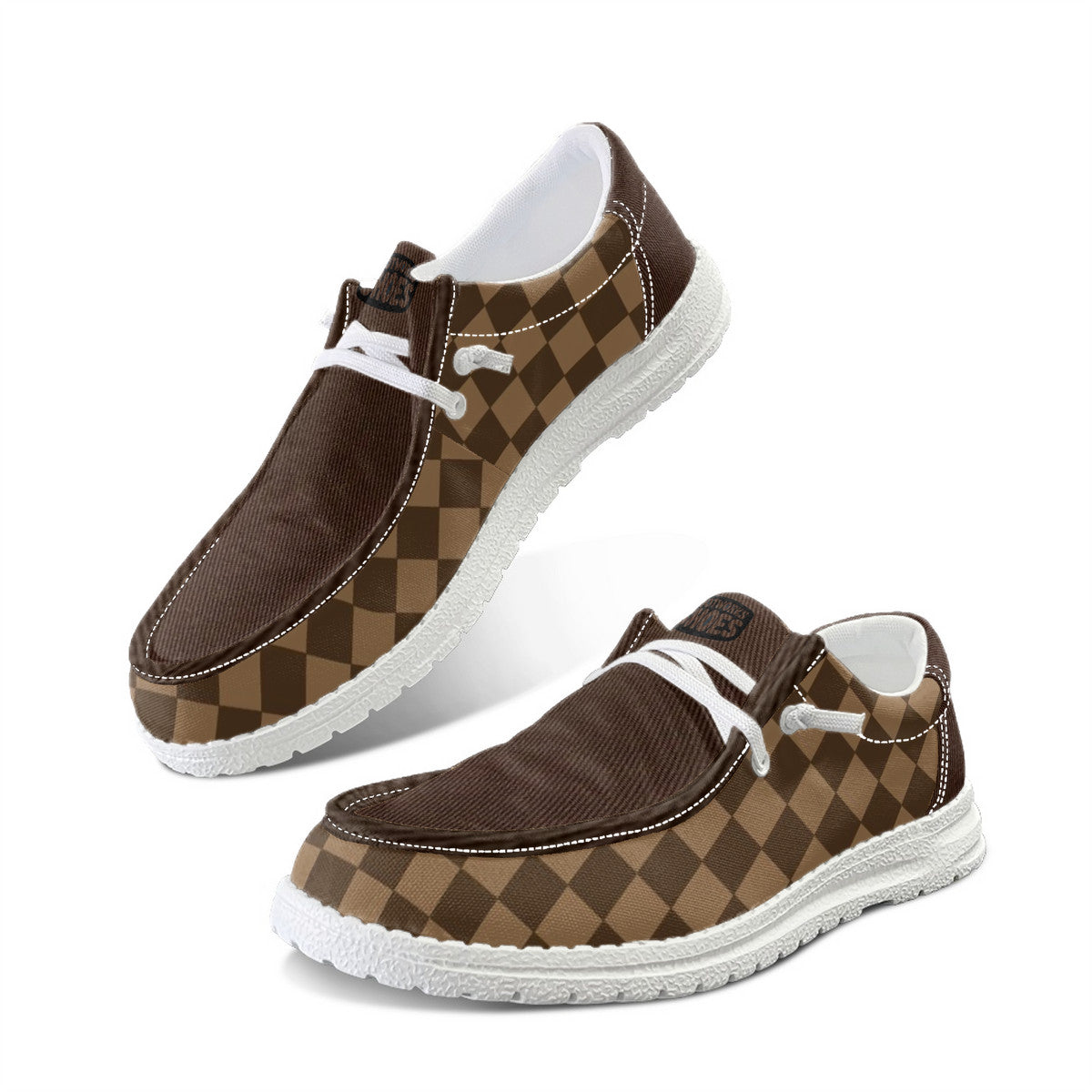 Intersex Brown Check Canvas Loafers