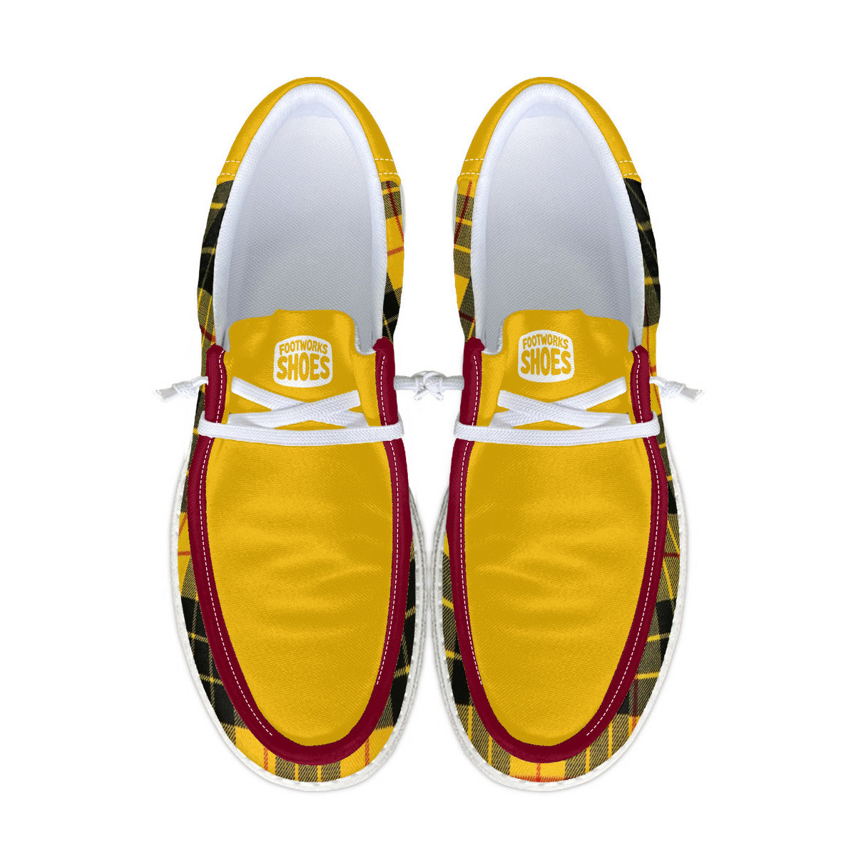 Yellow Plaid Unisex Canvas Loafers