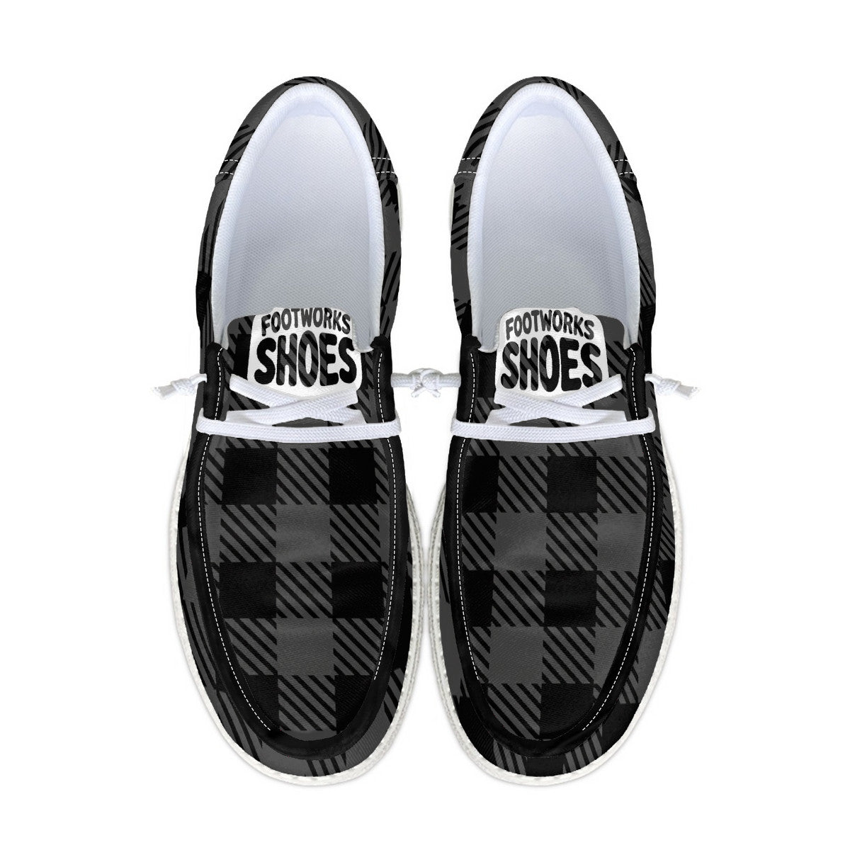 Unisex Gray Plaid Canvas Loafers