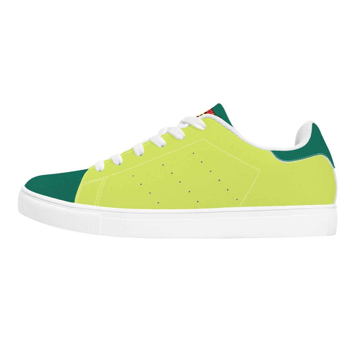 Neon Green Unisex Low-Top Synthetic Leather Sneakers