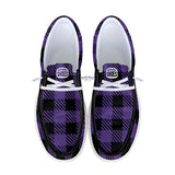 Unisex Purple Buffalo Plaid Canvas Loafers