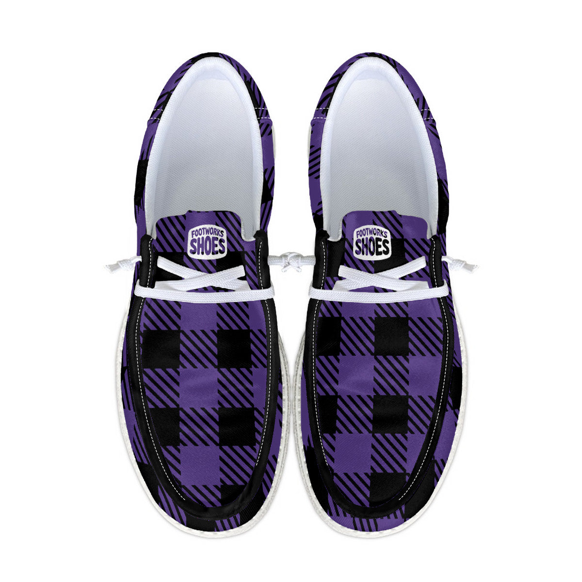 Unisex Purple Buffalo Plaid Canvas Loafers