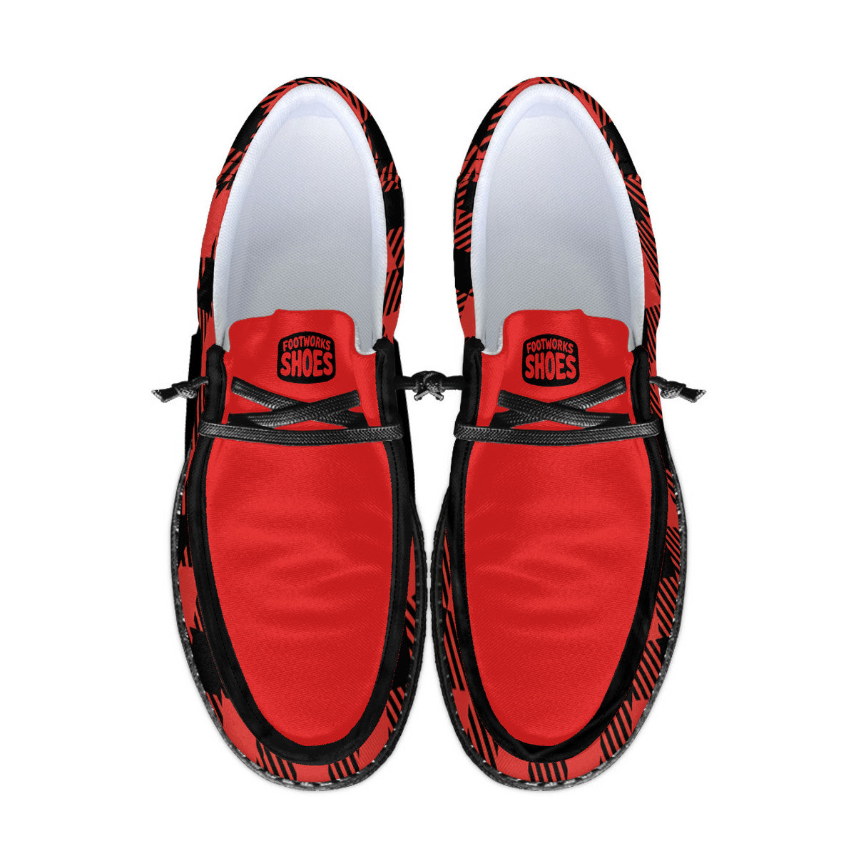 Red Plaid Unisex Canvas Loafers