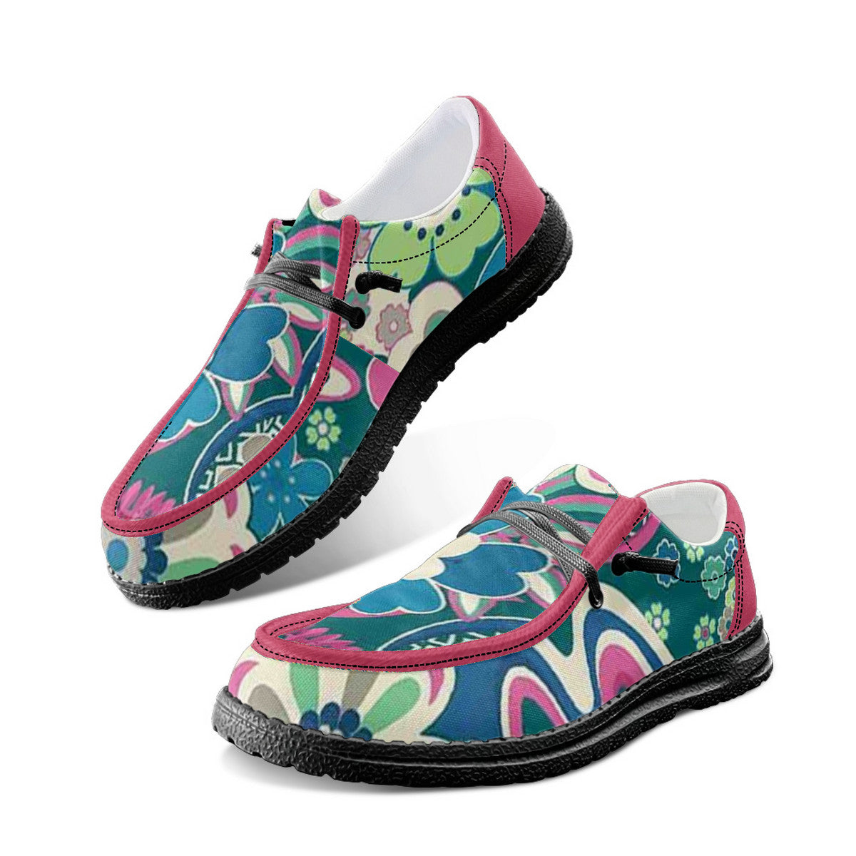 Giant Floral Pattern Unisex Canvas Loafers