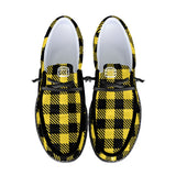 Yellow Unisex Plaid Canvas Loafers