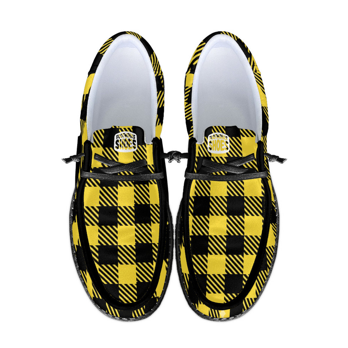 Yellow Unisex Plaid Canvas Loafers
