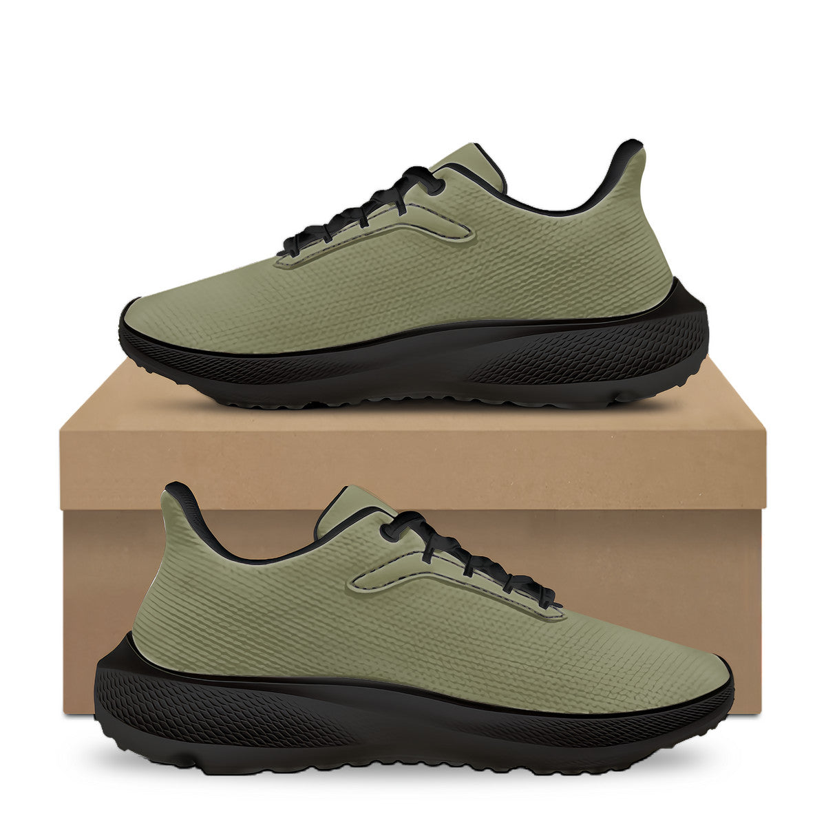Olive Green Unisex Lace Up Running Shoes