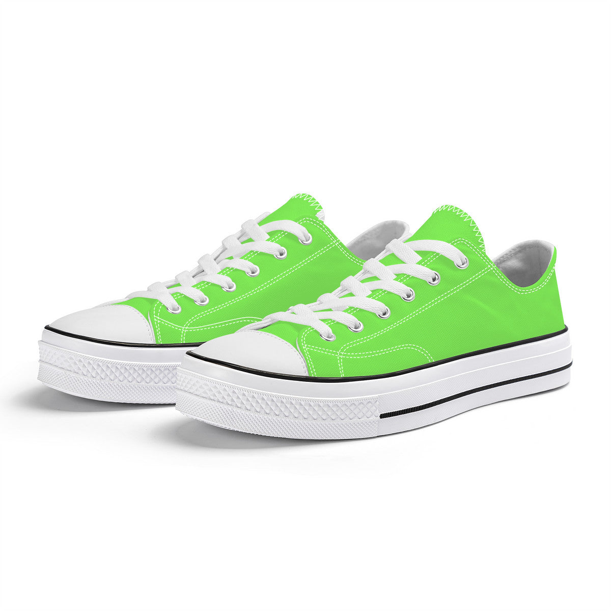 Neon green Unisex Classic Low Top Canvas Shoes - White