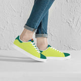 Neon Green Unisex Low-Top Synthetic Leather Sneakers