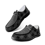 Unisex Gray Plaid Canvas Loafers