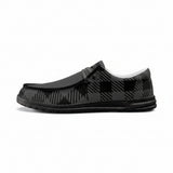 Unisex Gray Plaid Canvas Loafers