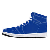 Dark Navy Blue High-Top Synthetic Leather Sneakers - White