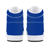 Dark Navy Blue High-Top Synthetic Leather Sneakers - White