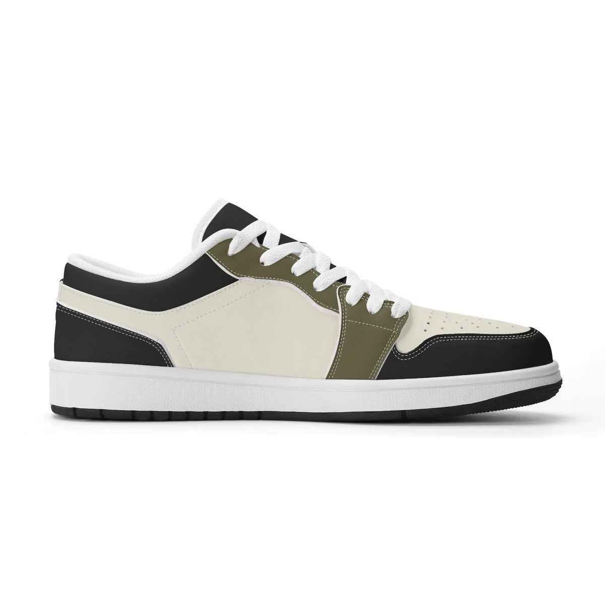 Unisex  Brown and Tan Synthetic Leather Low Top Sneakers