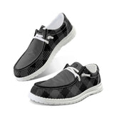 Unisex Gray Plaid Canvas Loafers