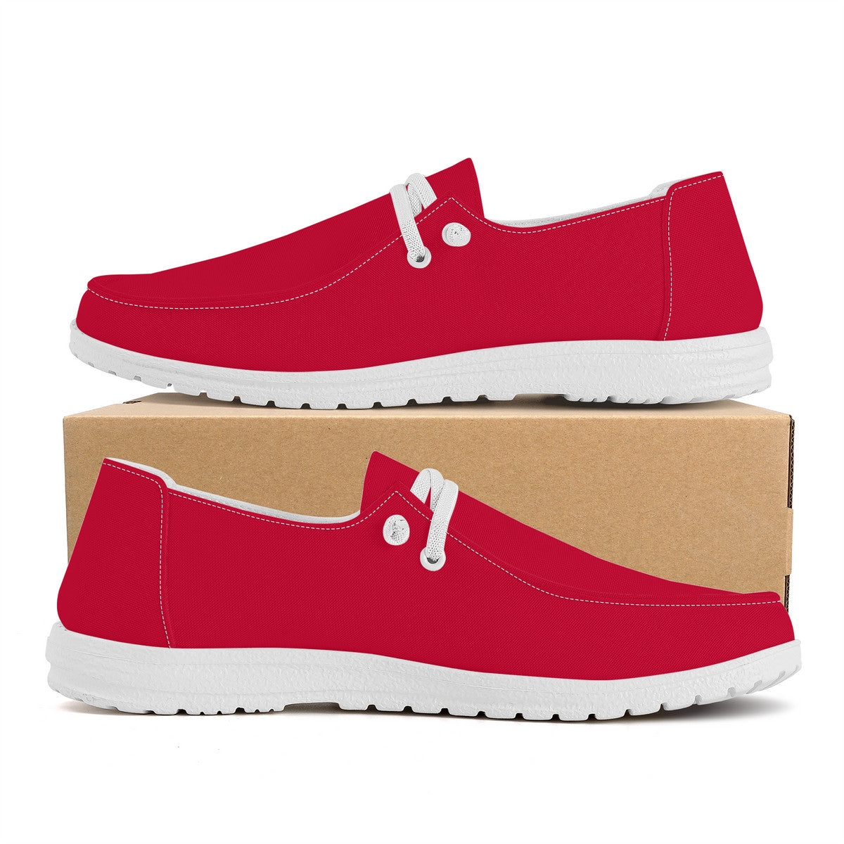 Red Canvas Loafers Slip On