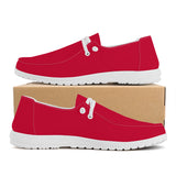 Red Canvas Loafers Slip On