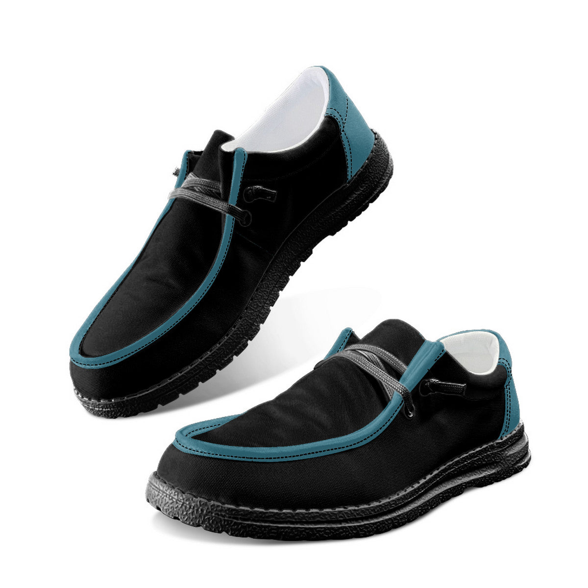 Black and Teal Canvas Loafers