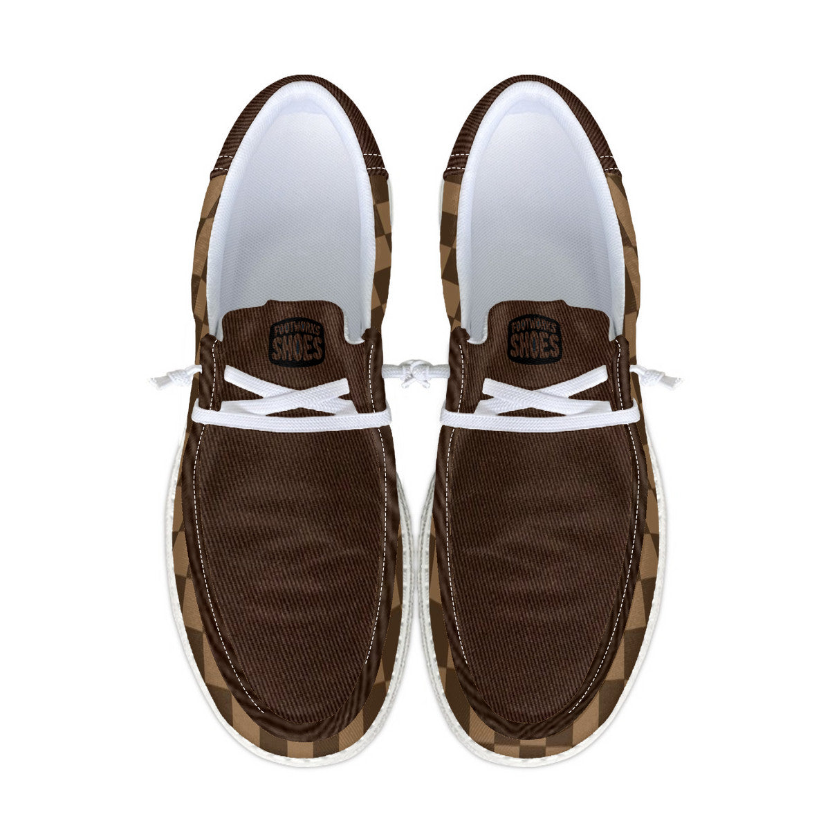Intersex Brown Check Canvas Loafers