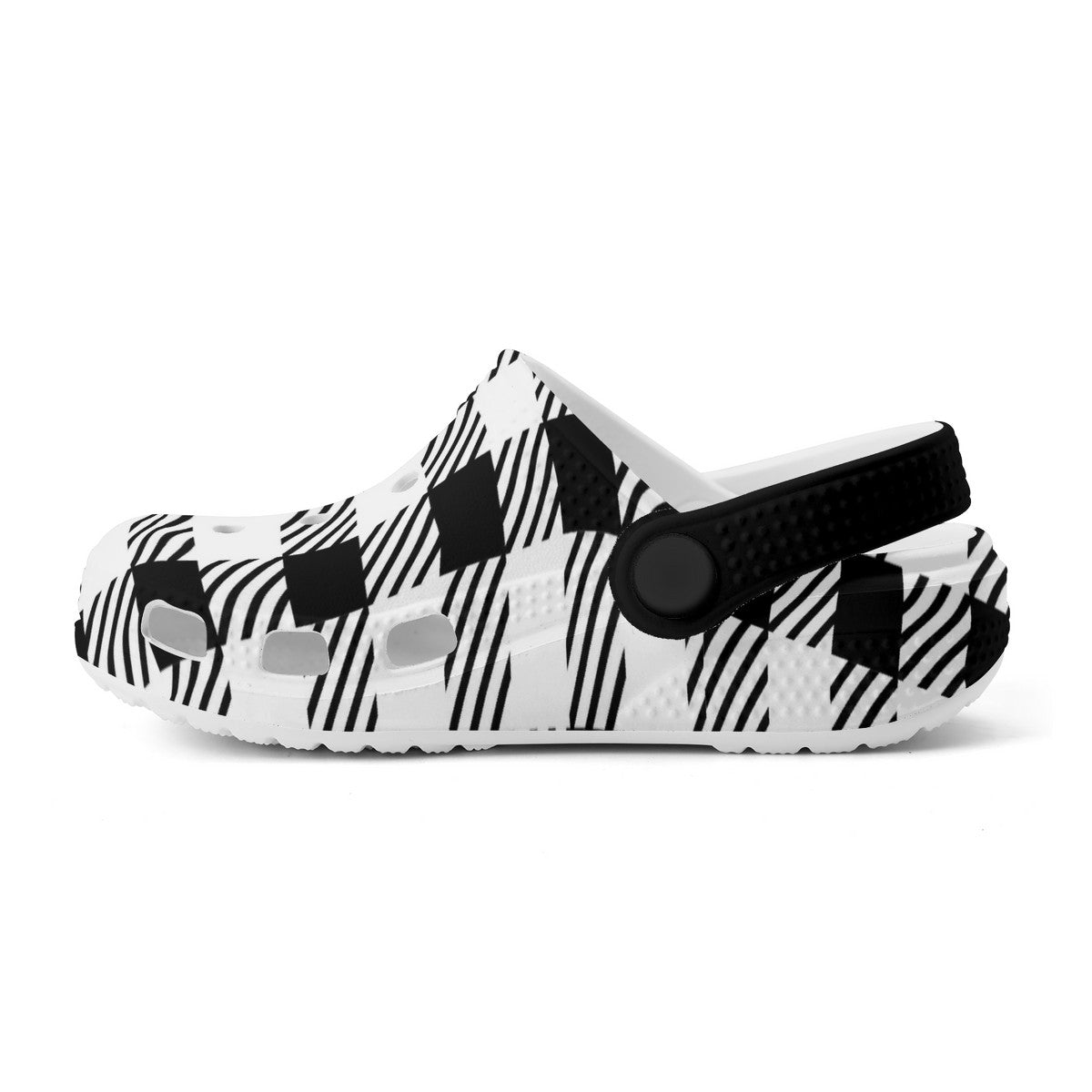 Kid's Black and White Pattern Casual Clogs