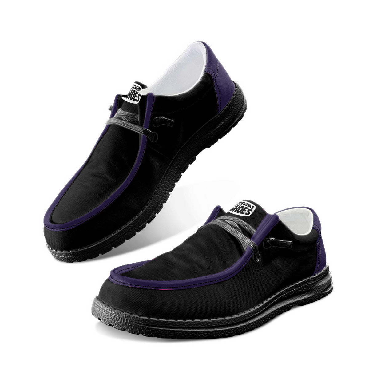 Black and Raven Purple Unisex Canvas Loafers