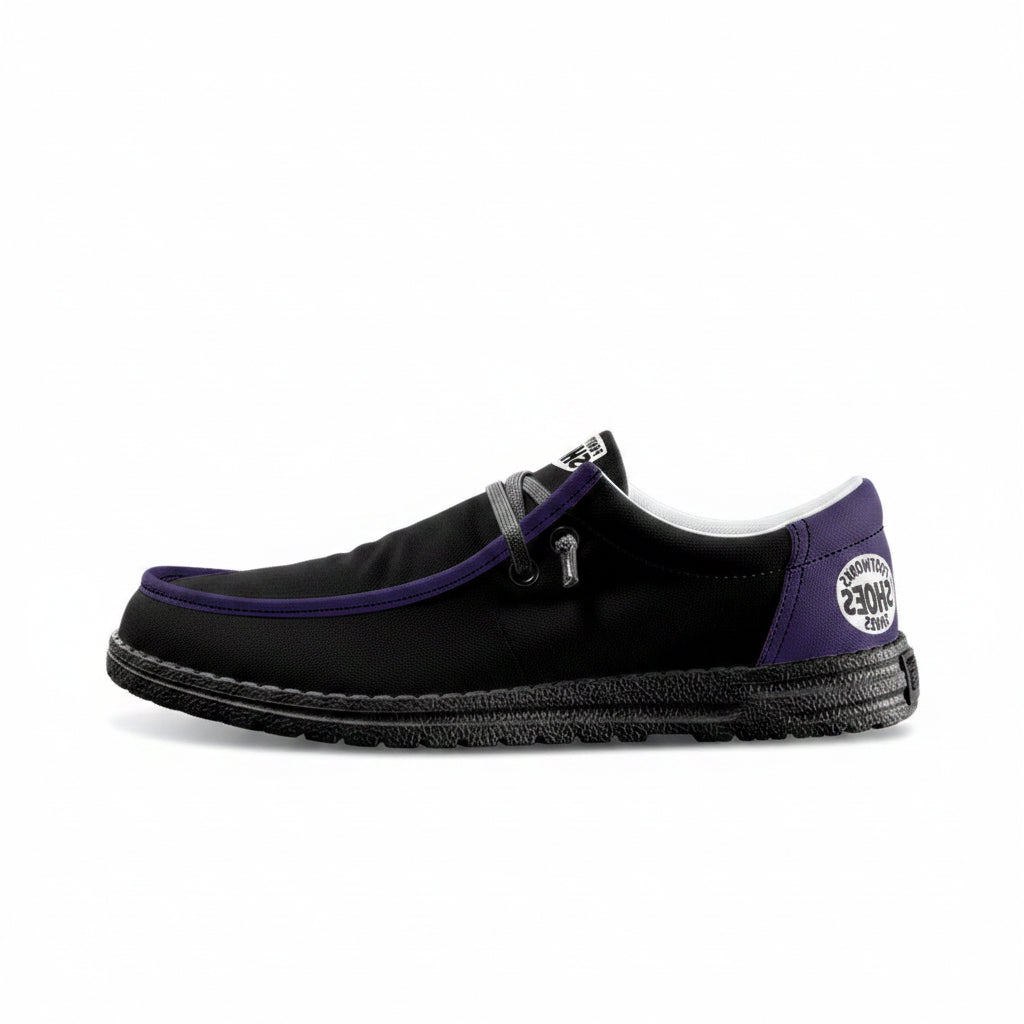 Black and Raven Purple Unisex Canvas Loafers