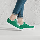 Green  Low-Top Synthetic Leather Sneakers -