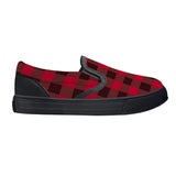 Red Plaid Kids Slip-on shoes - Black