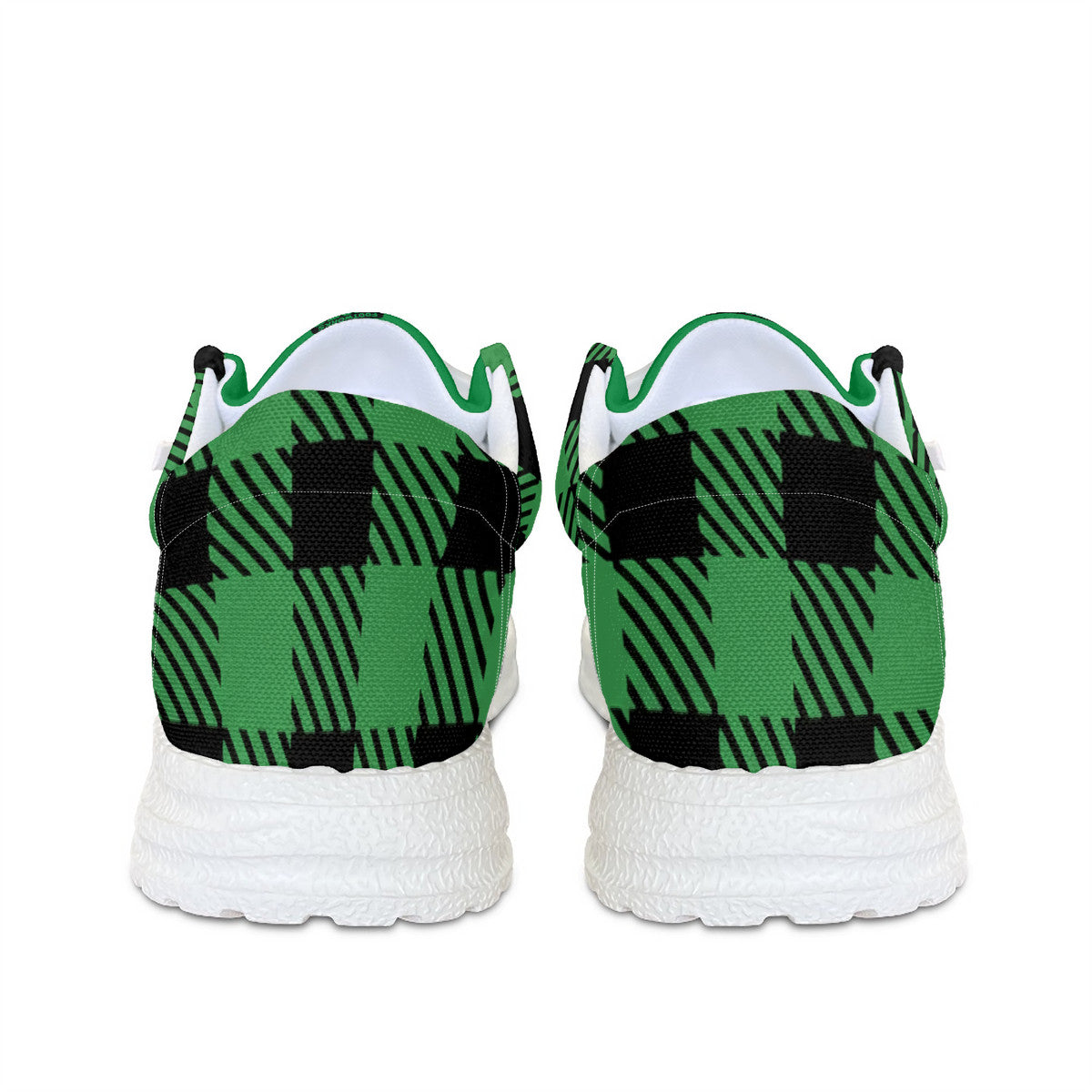 Unisex Green Plaid Canvas Loafers