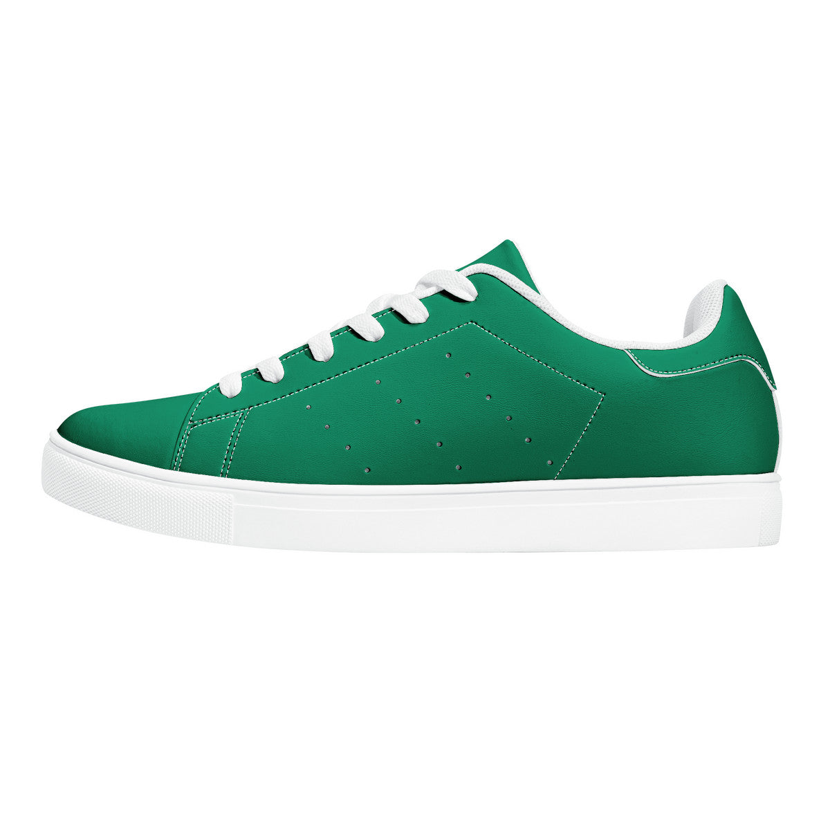 Green  Low-Top Synthetic Leather Sneakers -