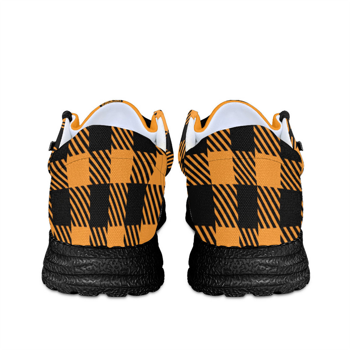 Unisex Orange Plaid Canvas Loafers