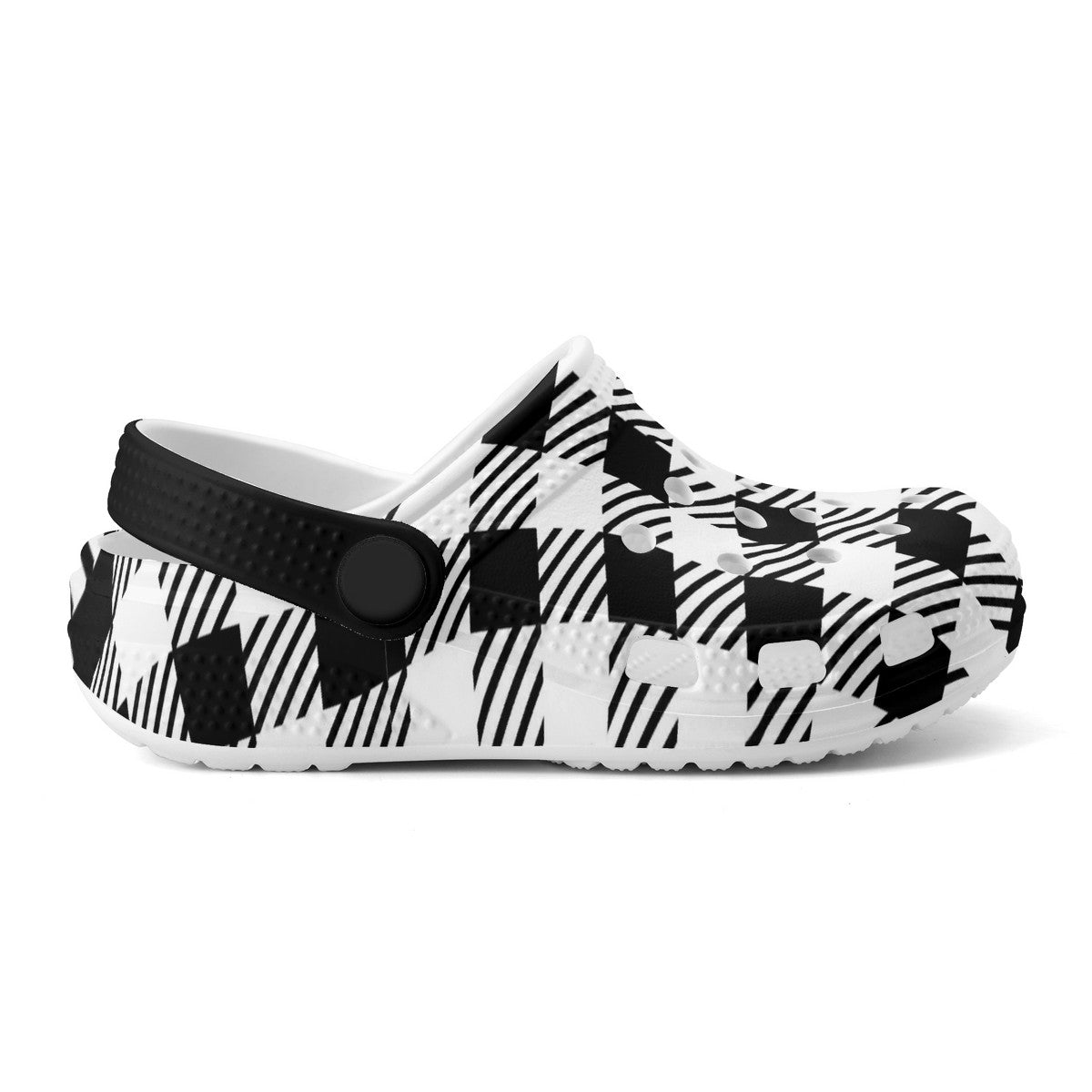 Pattern Clogs Kid's Black and White Pattern Casual Clogs – Footworks Shoes