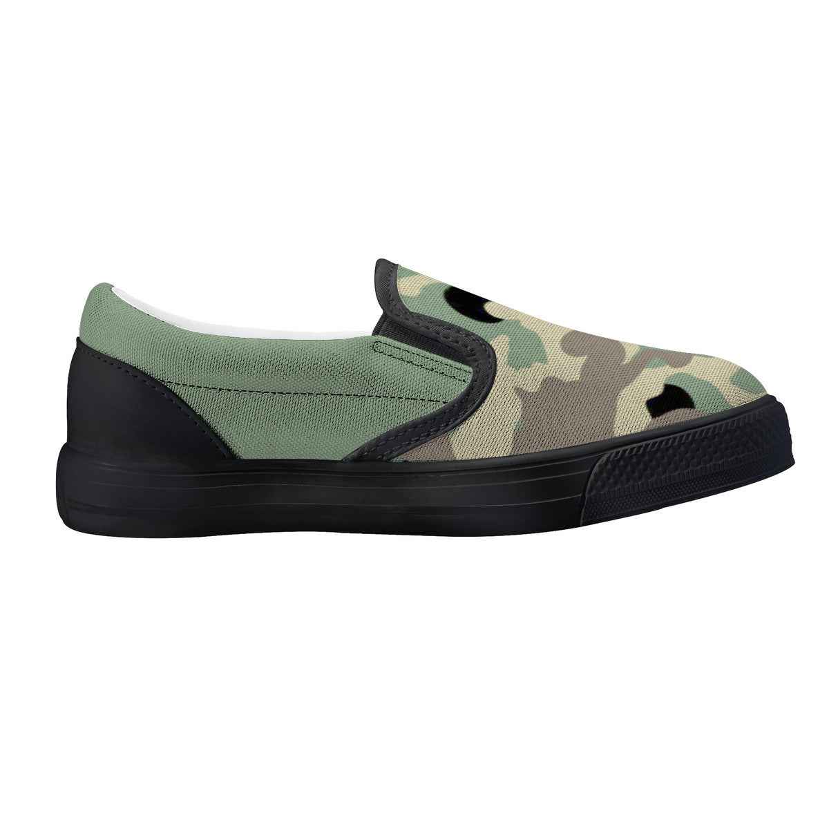 Green Camo Pattern Kids Slip-on shoes