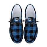 Unisex Blue Plaid Canvas Loafers