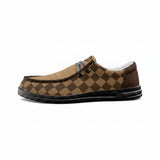 Brown Squares Unisex Canvas Loafers