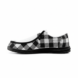 Unisex White Plaid Canvas Loafers