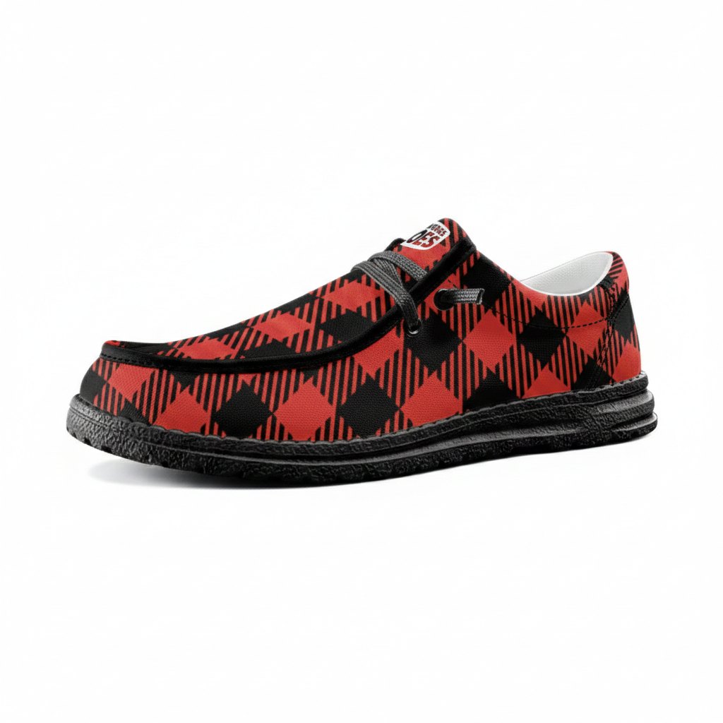 Red Plaid Unisex Canvas Loafers
