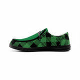 Unisex Green Plaid Canvas Loafers