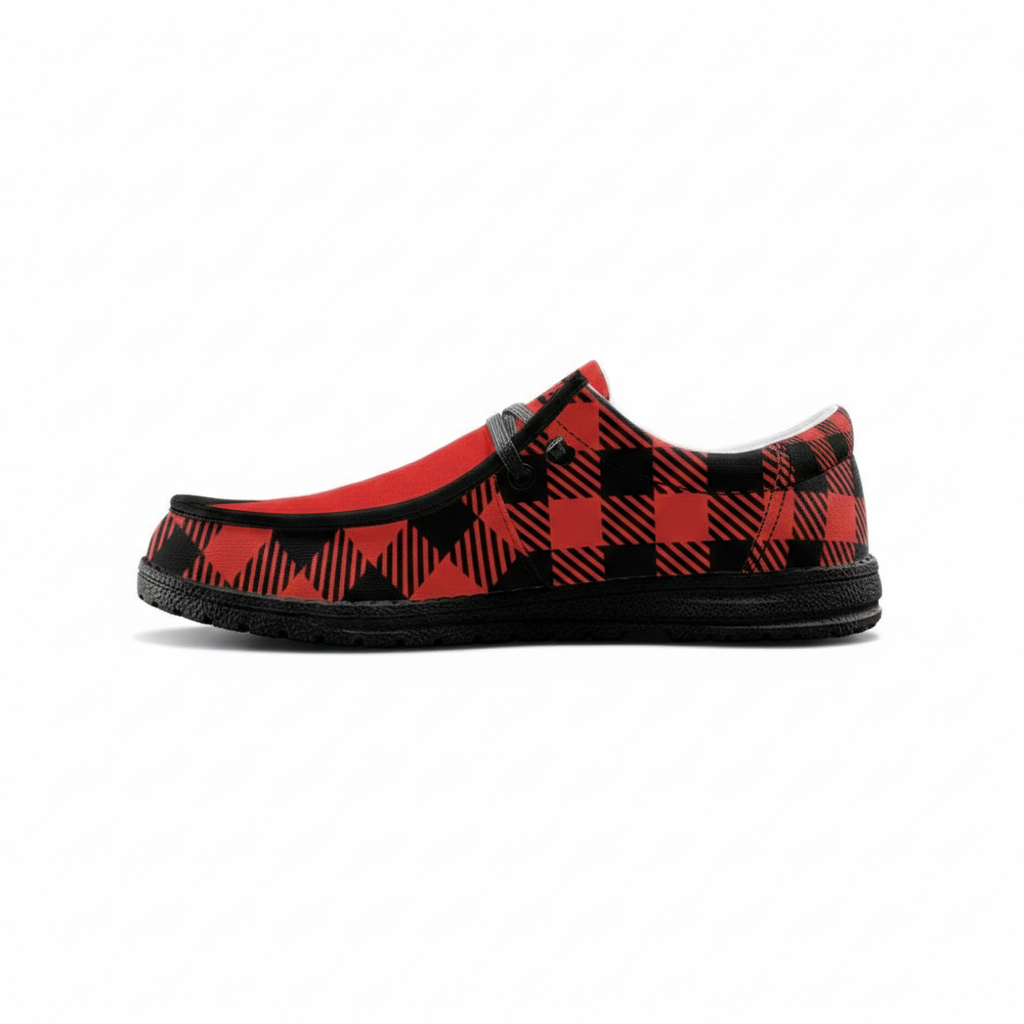 Red Plaid Unisex Canvas Loafers