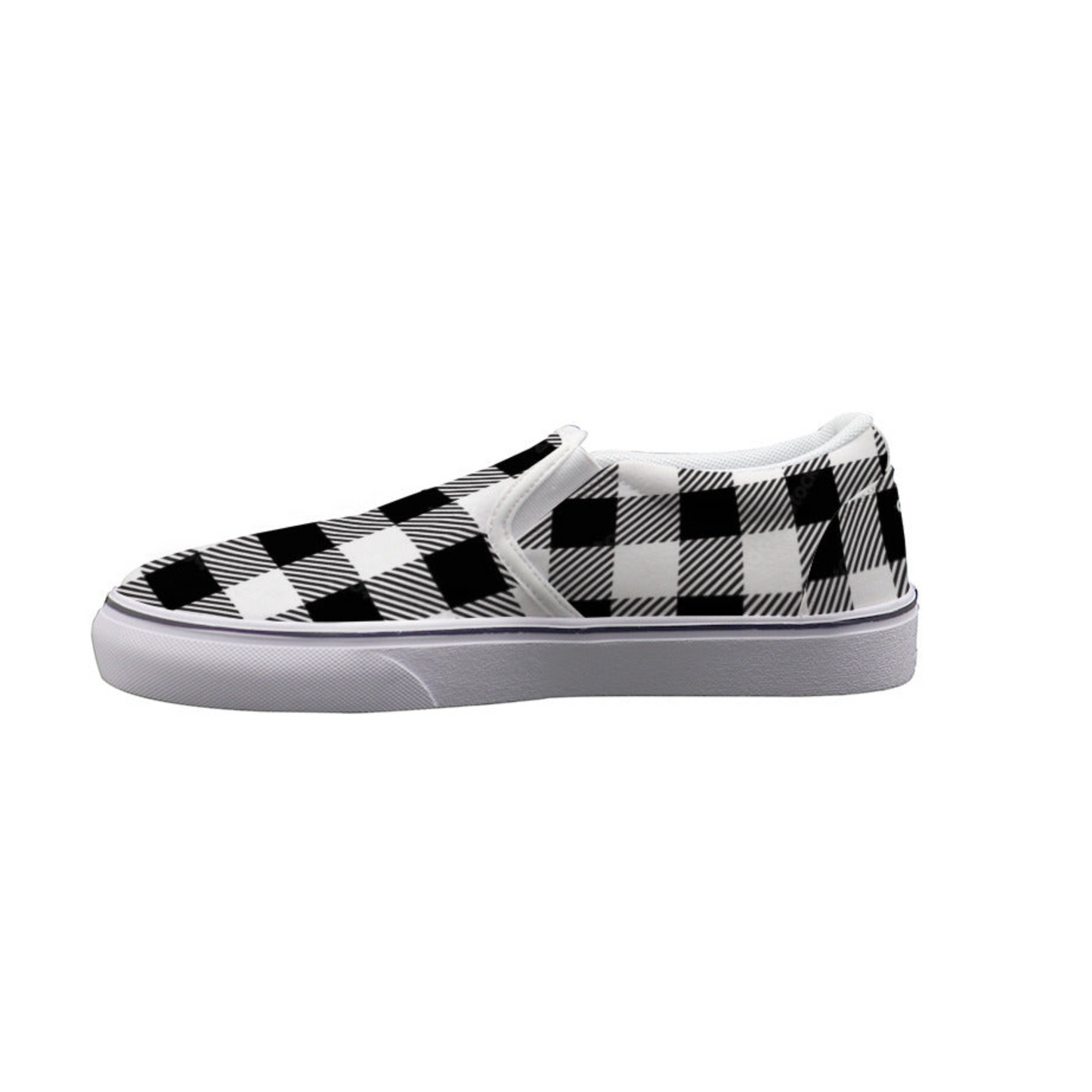 Men's Slip On Sneakers Trending Black and White Plaid