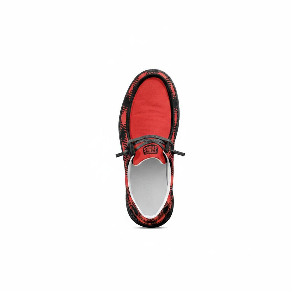 Red Plaid Unisex Canvas Loafers