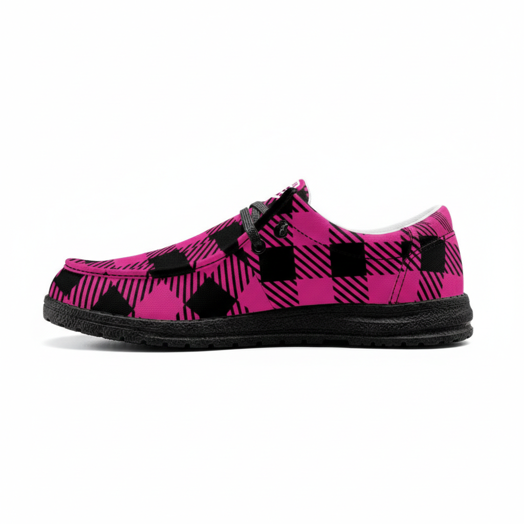 Pink Buffalo Check Unisex Canvas Loafers