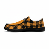 Unisex Orange Plaid Canvas Loafers