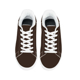 Brown Low-Top Synthetic Leather Sneakers