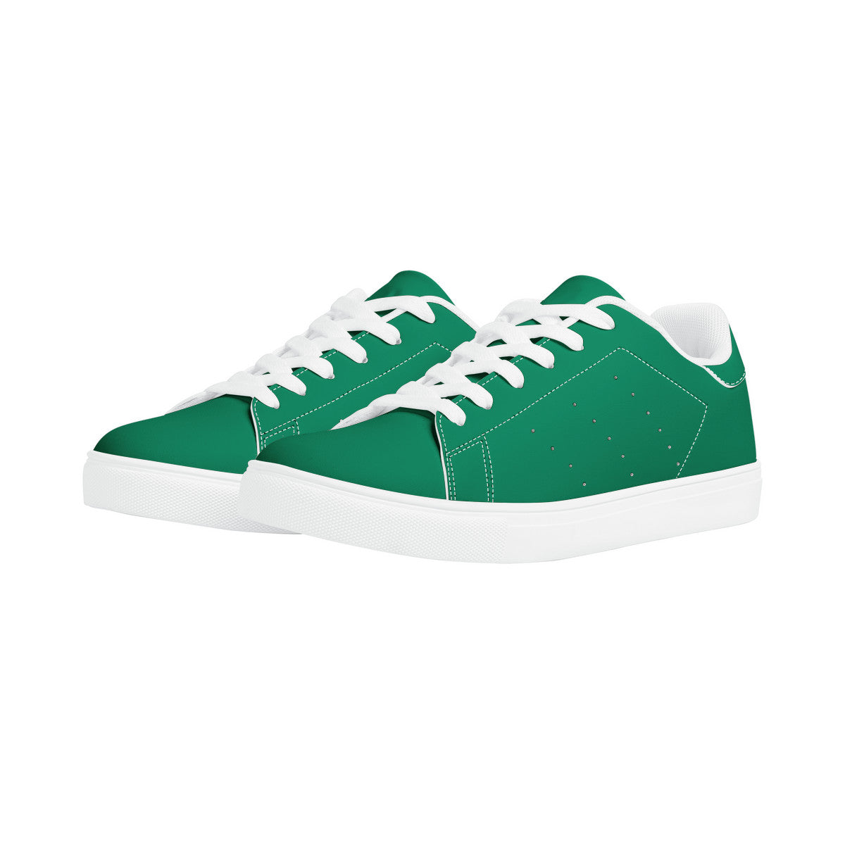Green  Low-Top Synthetic Leather Sneakers -